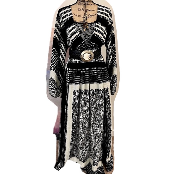 NWT Jonny Cota Poet Maxi Boho Dress, Sustainable Designer, Sexy Low Cut Top, M/L - Picture 14 of 16